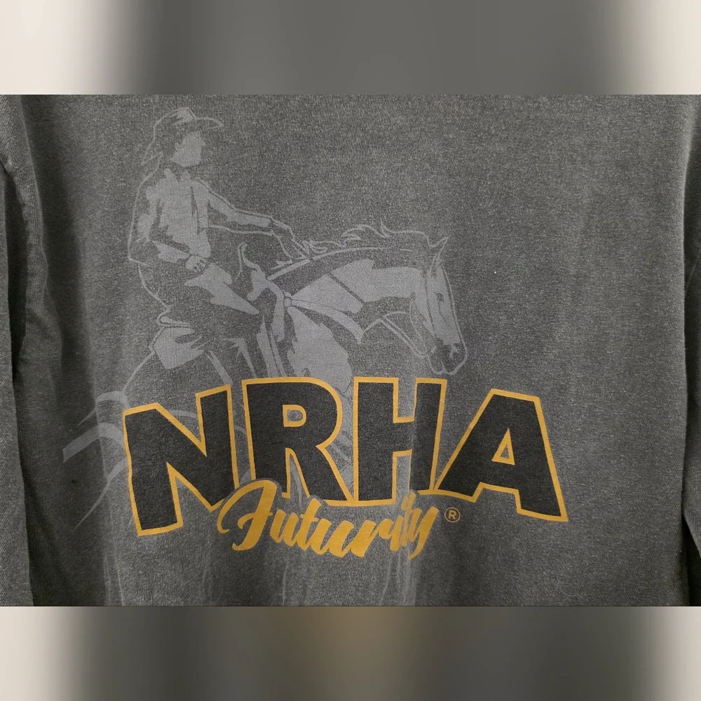 Comfort Colors Charcoal NRHA Futurity Long Sleeve Tee with Gold Logo